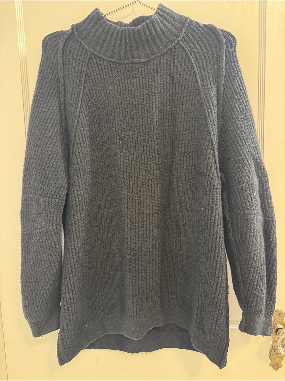 Free People Charcoal Ribbed Funnel Neck Sweater
